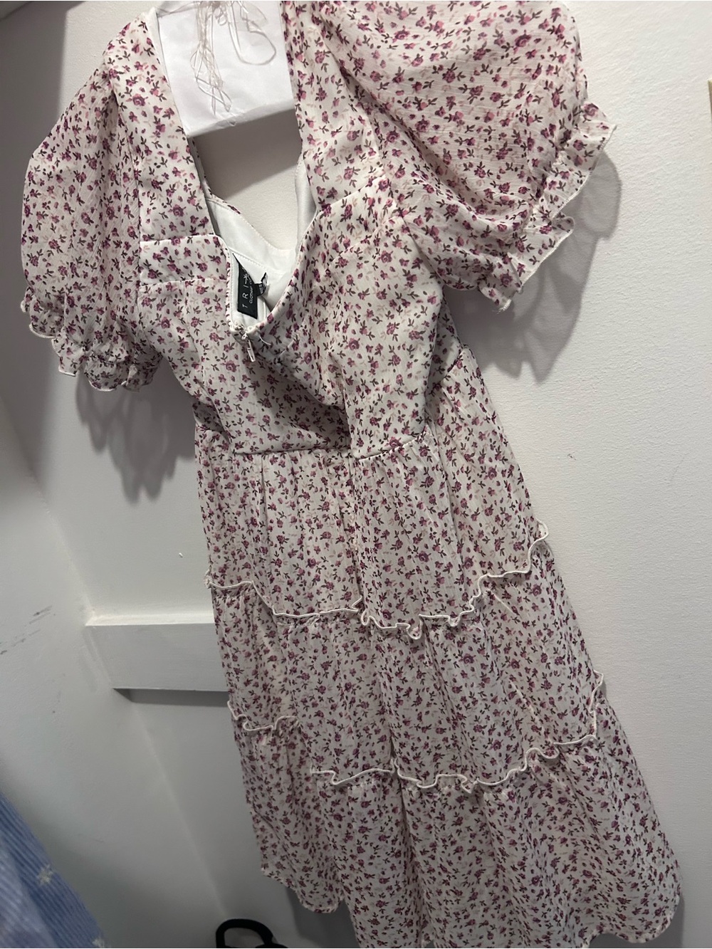 Trixxi Cream Midi Dress with Pink Floral Print